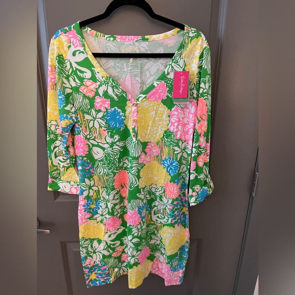 Lilly Pulitzer Palmetto Dress Prep Pima Cotton Hibiscus Stroll Women's M